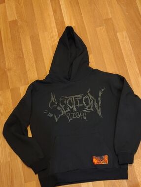 Section 8 "Fck" 2020 Black Graphic Streetwear Pullover Hoodie Men's Size L Mint
